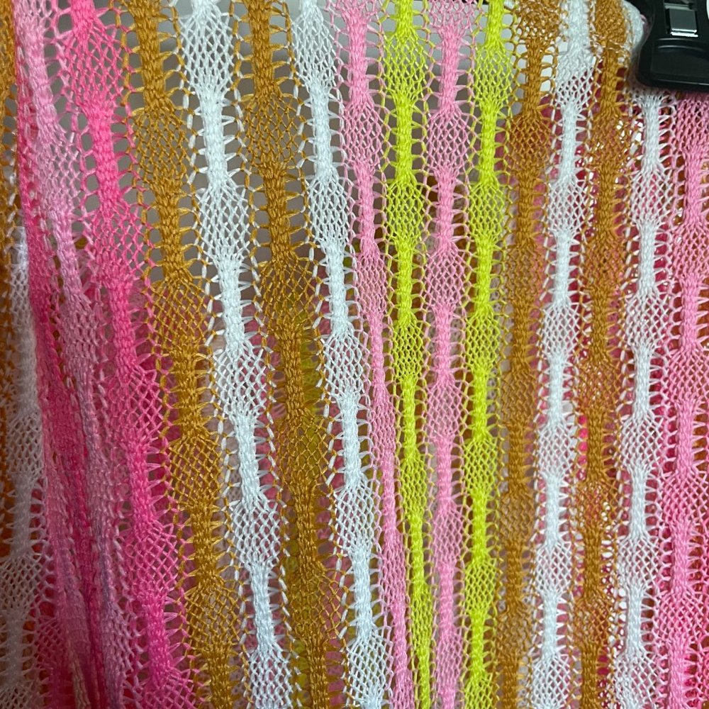 NWT Wild Fable Plus Size Crochet Knit Cover Up Pants Pink Tri Color Stripe 4X - Picture 3 of 6